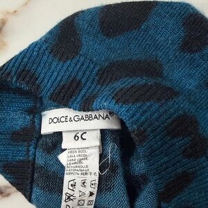 Dolce & Gabbana Blue and Black Patterned Beanie 6month